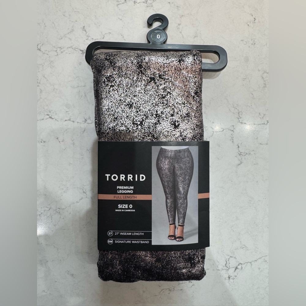 Torrid Black and Silver Metallic Leggings